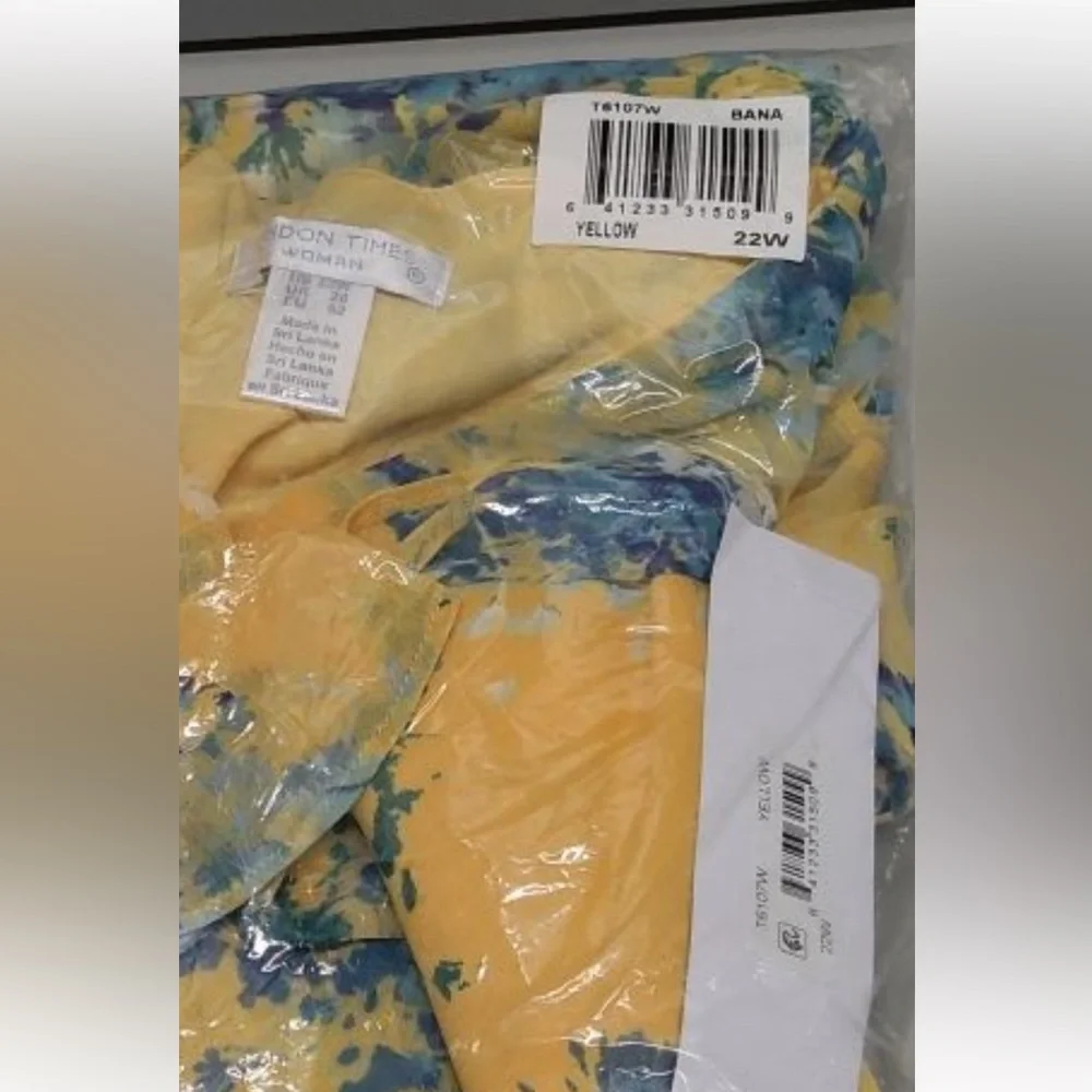 London Times Floral Sleeveless Wrap Maxi Dress Yellow Blue (22W) NWT - Picture 3 of 3